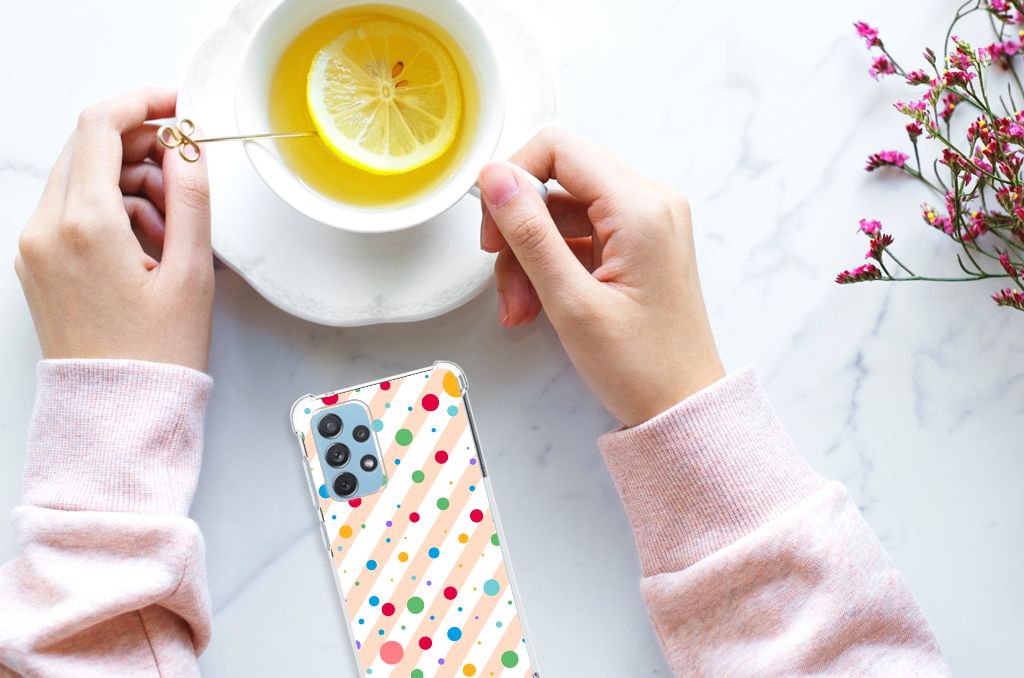 Samsung Galaxy A73 Doorzichtige Silicone Hoesje Dots B2C Telecom