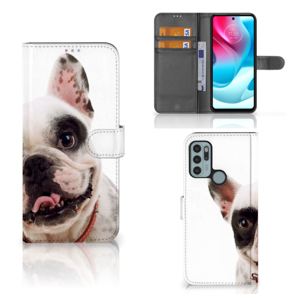 Motorola Moto G60s Telefoonhoesje met Pasjes Franse Bulldog