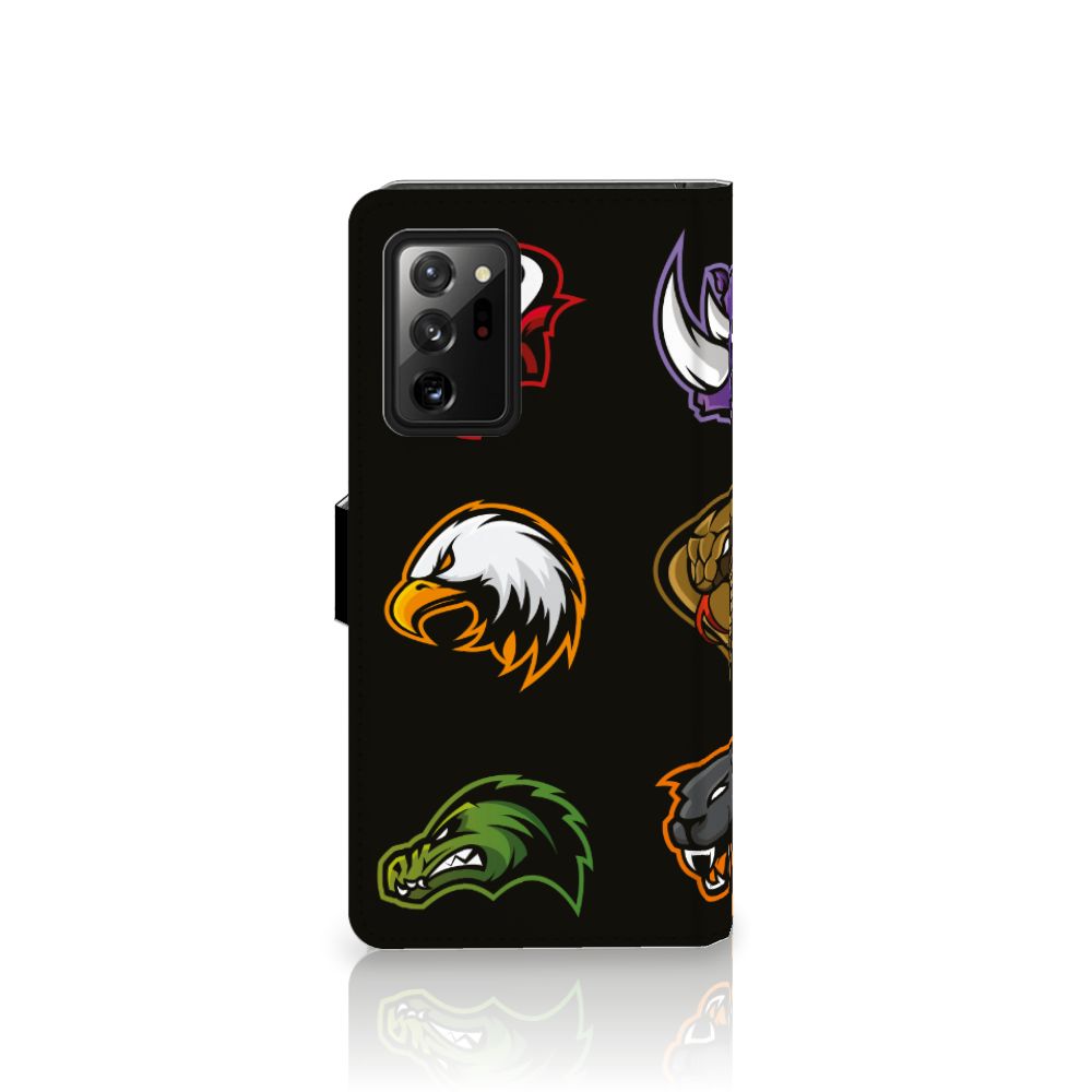 Samsung Galaxy Note20 Ultra Leuk Hoesje Cartoon met variërende cartoonafbeeldingen van dieren en kleuren.