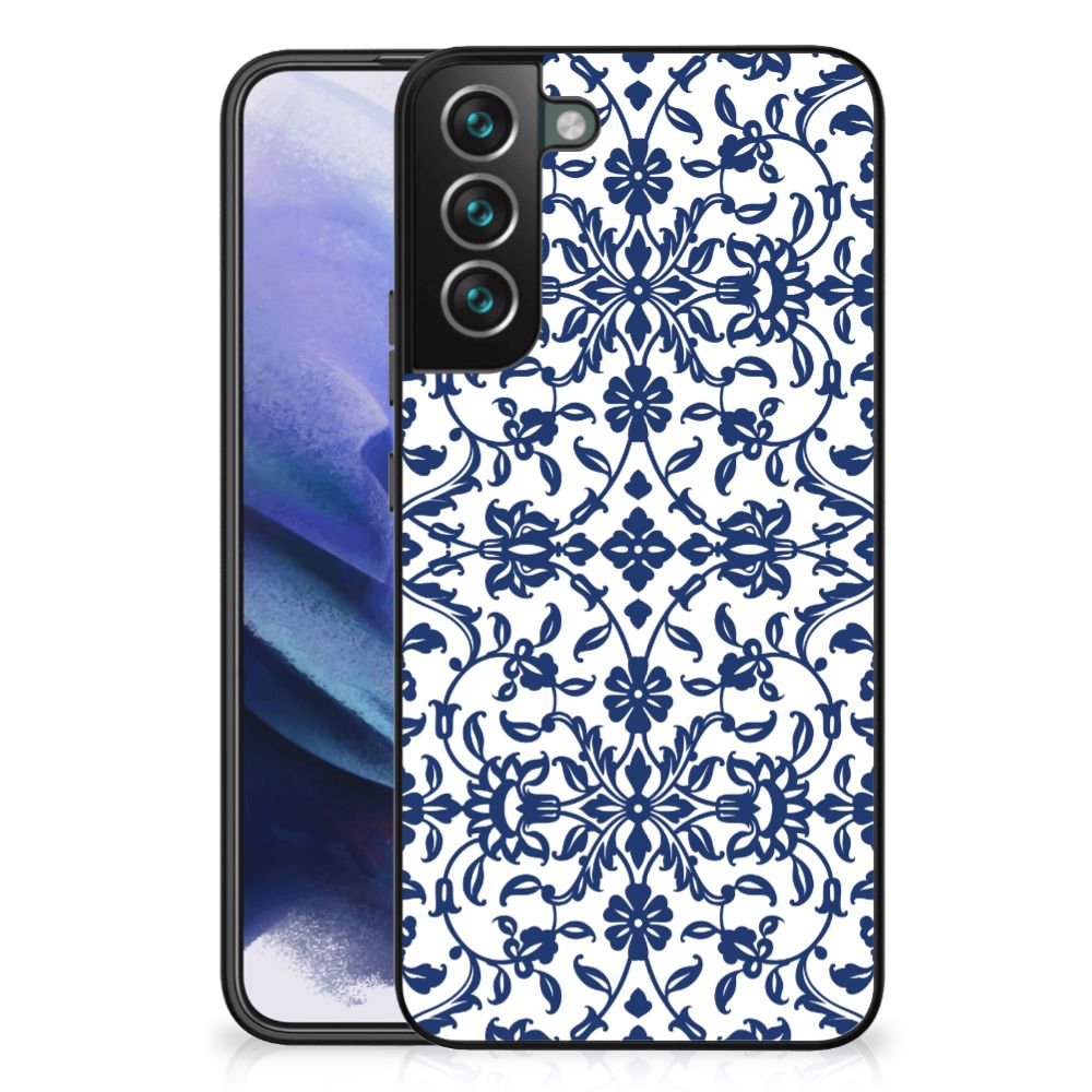 Samsung Galaxy S22 Plus Bloemen Hoesje Flower Blue