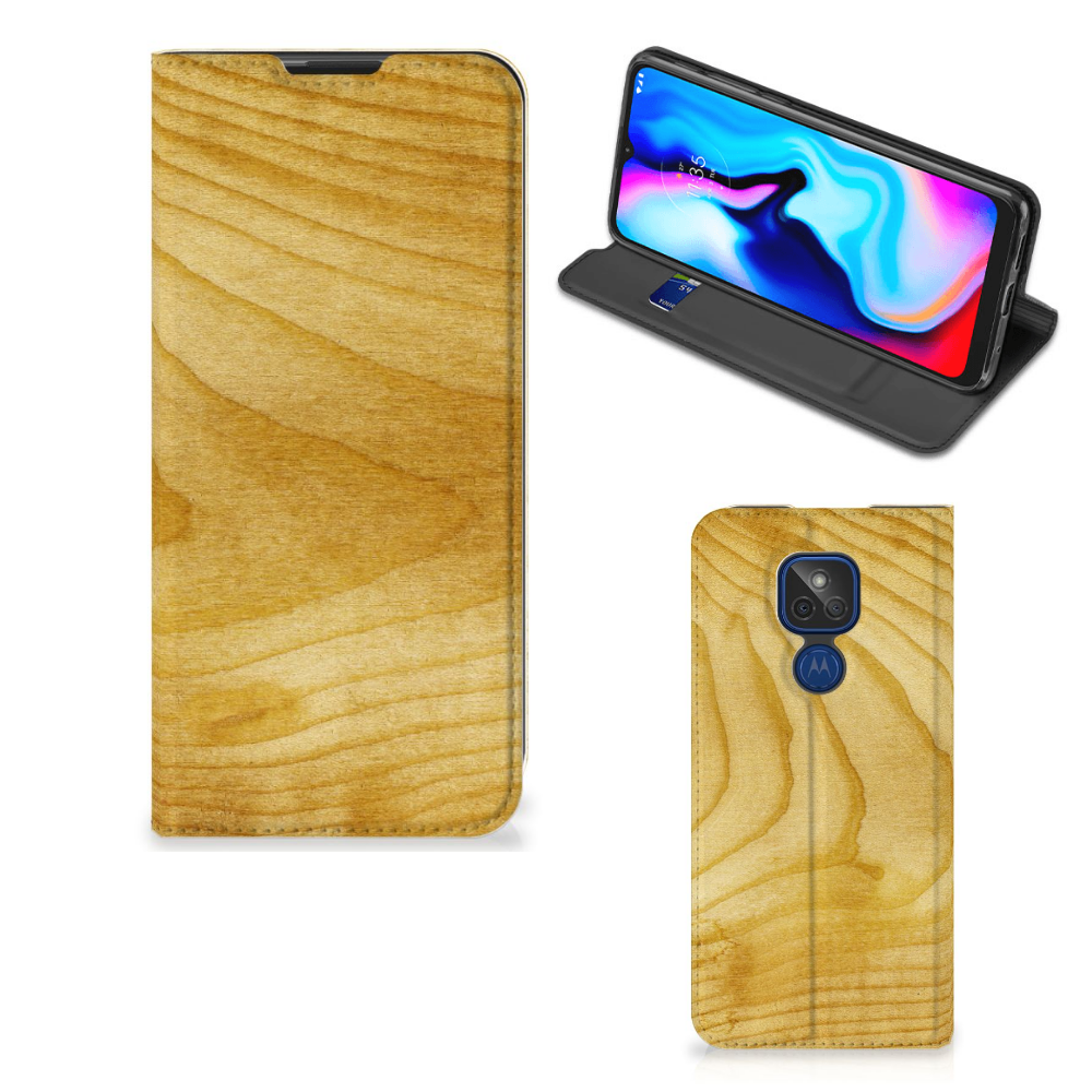Motorola Moto G9 Play Book Wallet Case Licht Hout - B2C Telecom