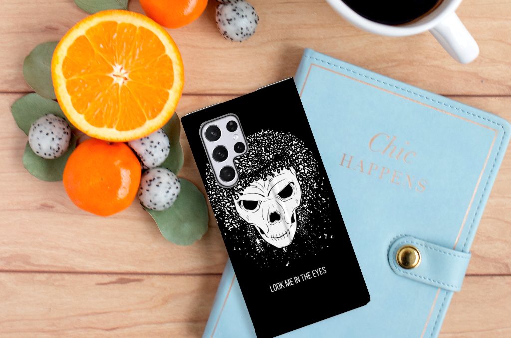 Mobiel BookCase Samsung Galaxy S22 Ultra Skull Hair - B2C Telecom