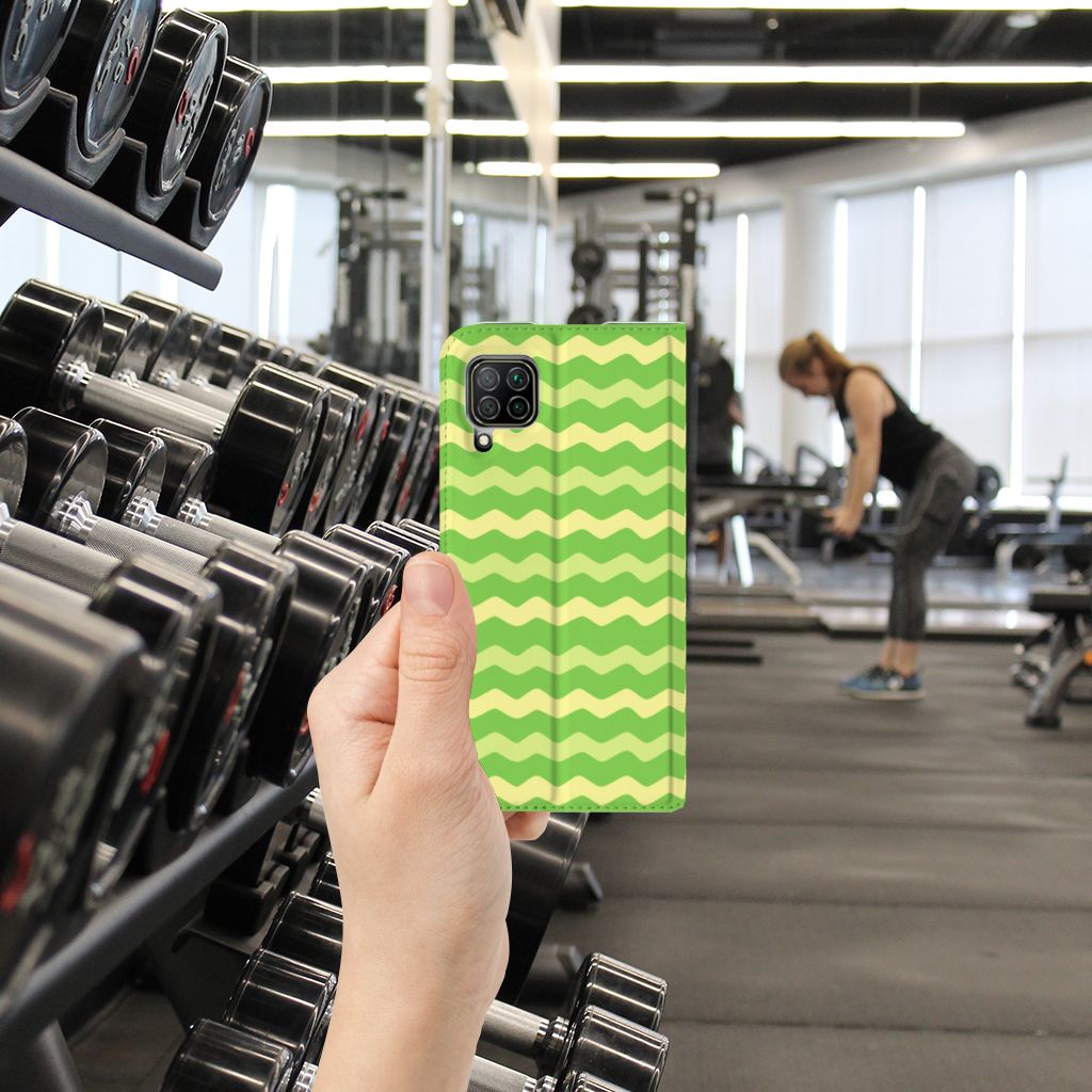 Huawei P40 Lite Hoesje met Magneet Waves Green - B2C Telecom