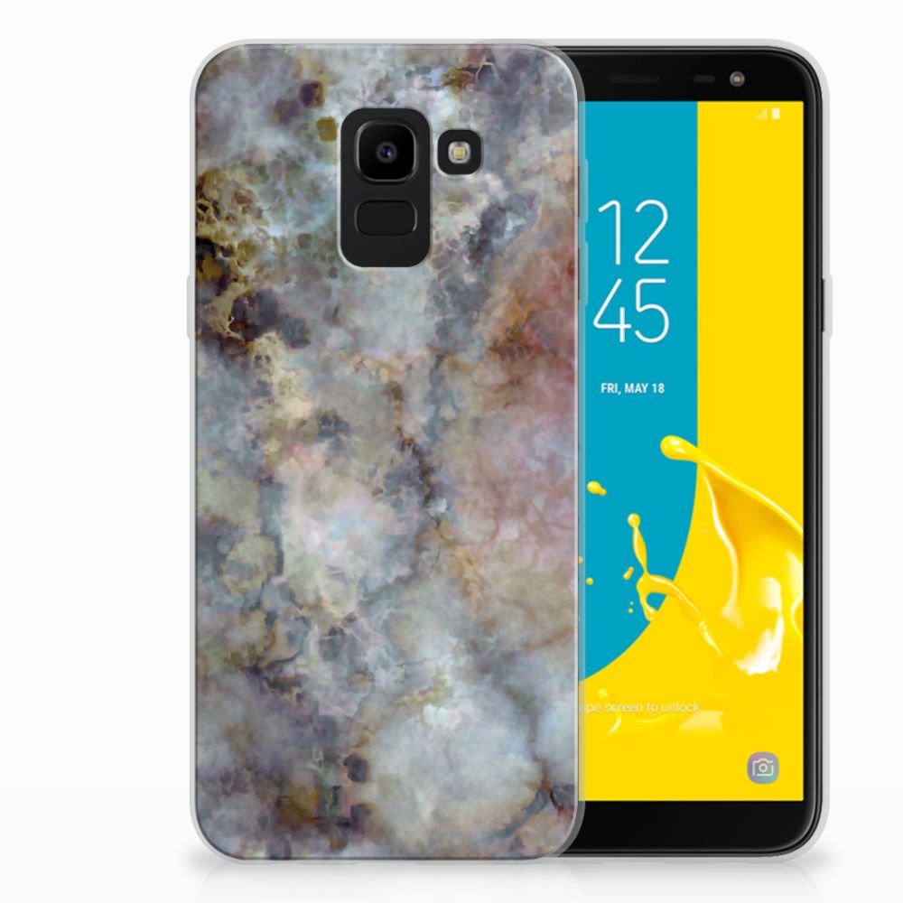 Samsung Galaxy J6 2018 TPU Siliconen Hoesje Marmer Grijs