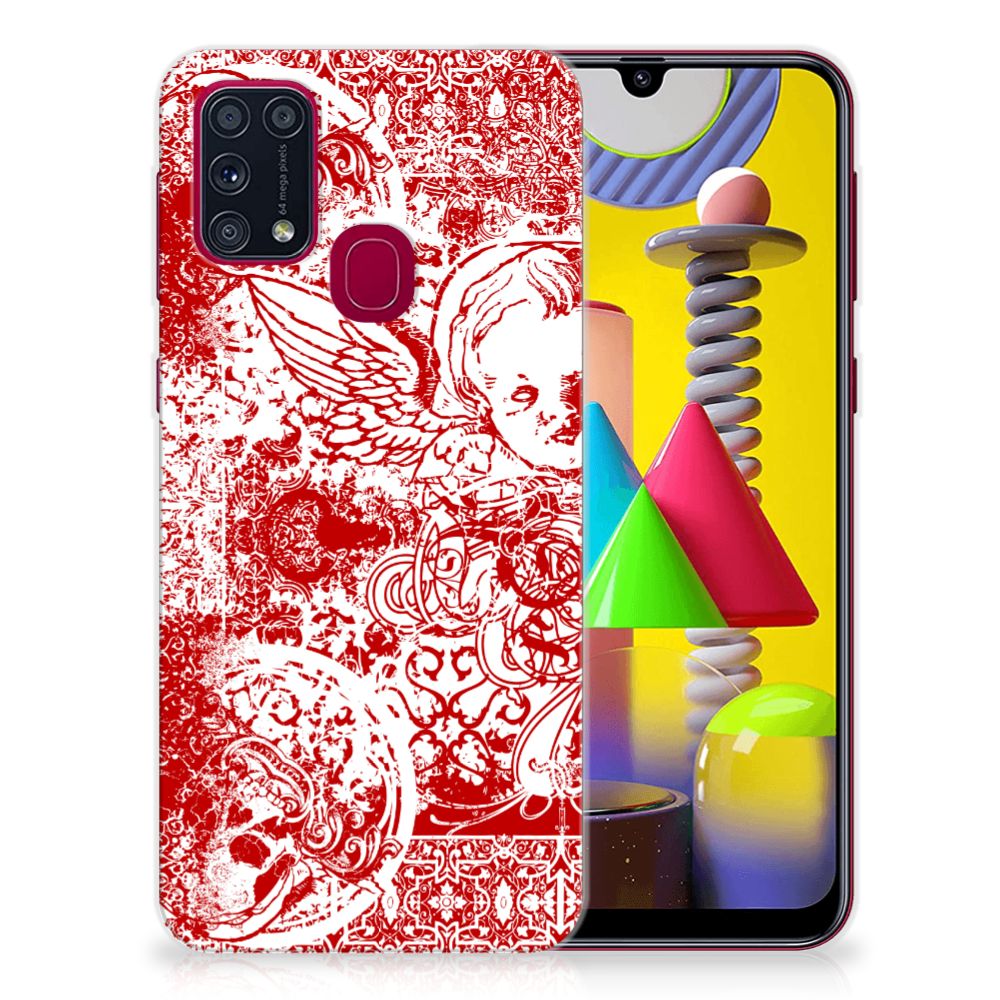 Silicone Back Case Samsung Galaxy M31 Angel Skull Rood B2C Telecom