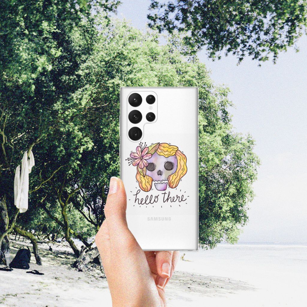 Silicone Back Case Samsung Galaxy S22 Ultra Boho Skull B2C Telecom
