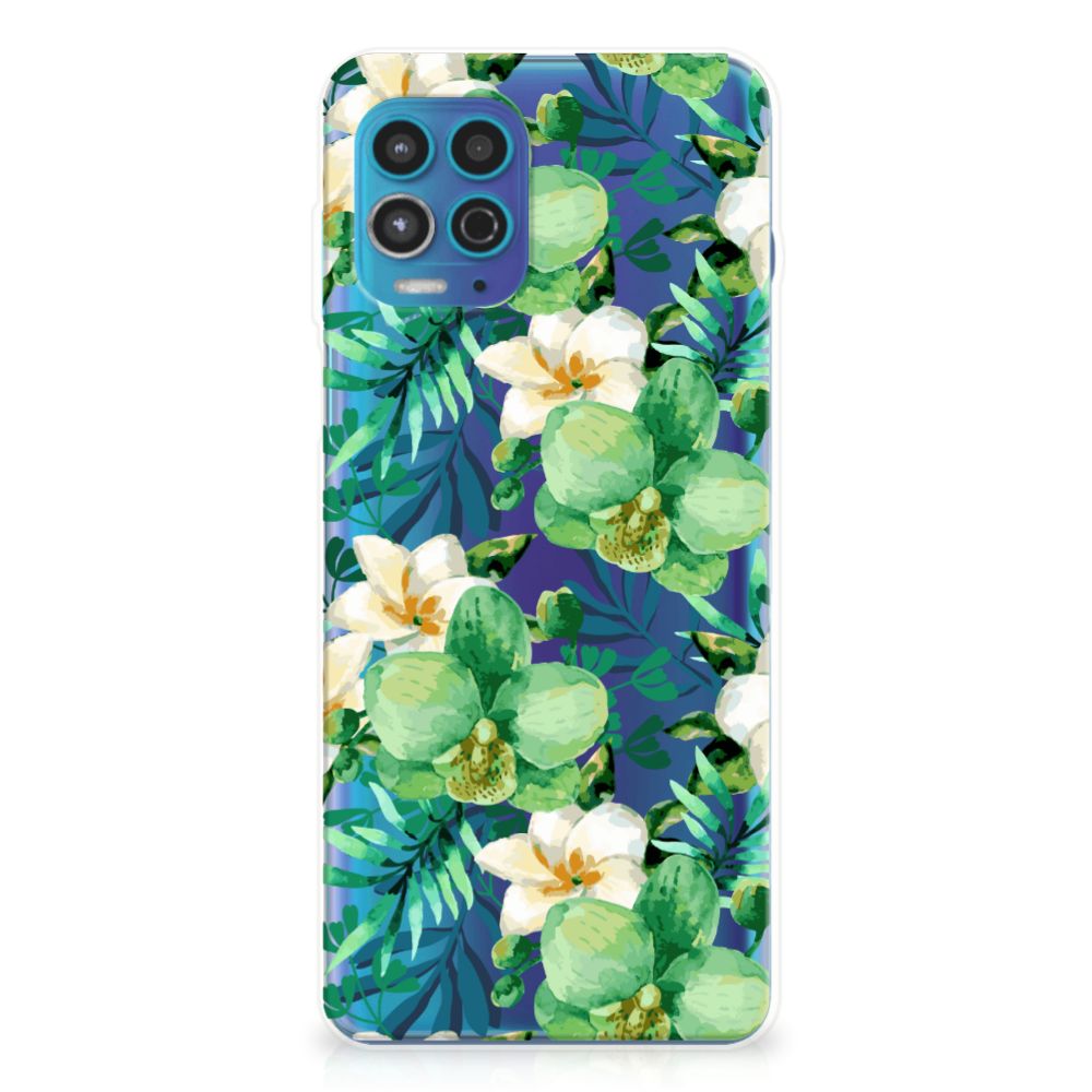 Motorola Moto G100 TPU Case Orchidee Groen B2C Telecom