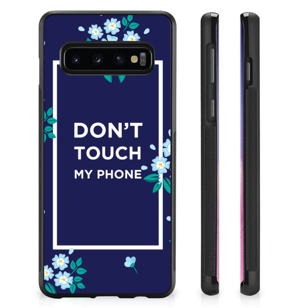 Samsung Galaxy S10+ TPU Hoesje Flowers Blue DTMP