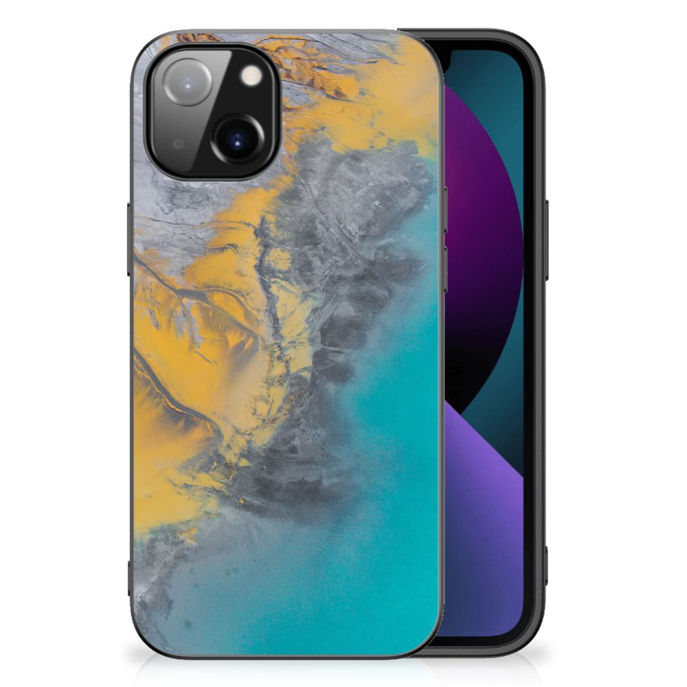 Apple iPhone 13 Marmeren Print Telefoonhoesje Marble Blue Gold B2C Telecom
