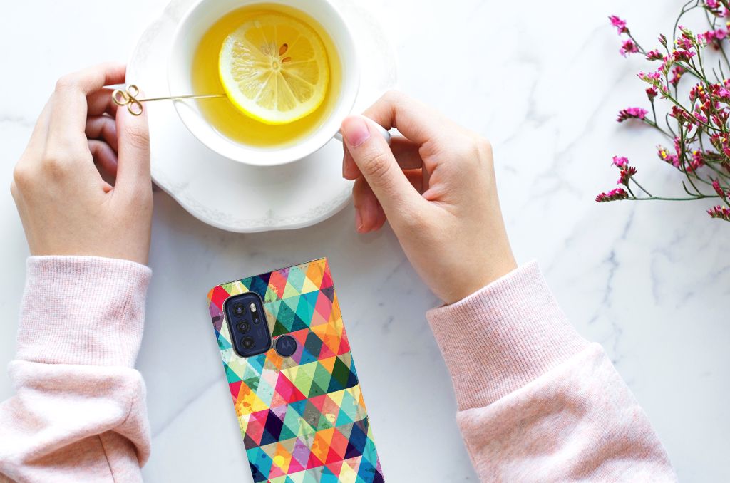 Motorola Moto G60s Hoesje met Magneet Geruit - B2C Telecom