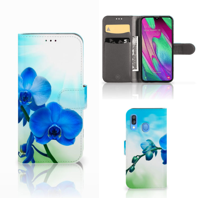 Samsung Galaxy A40 Hoesje Orchidee Blauw - Cadeau voor je Moeder