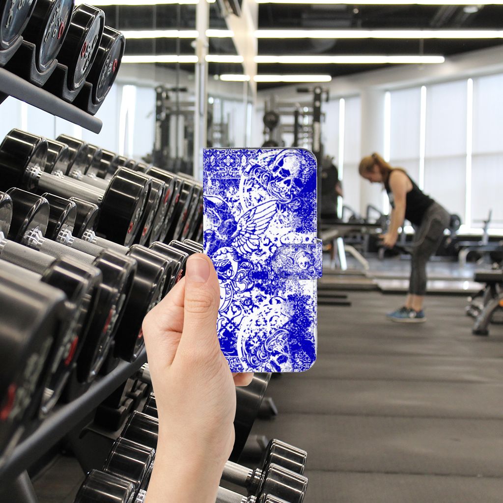 Telefoonhoesje met Naam OPPO Reno6 5G Angel Skull Blauw
