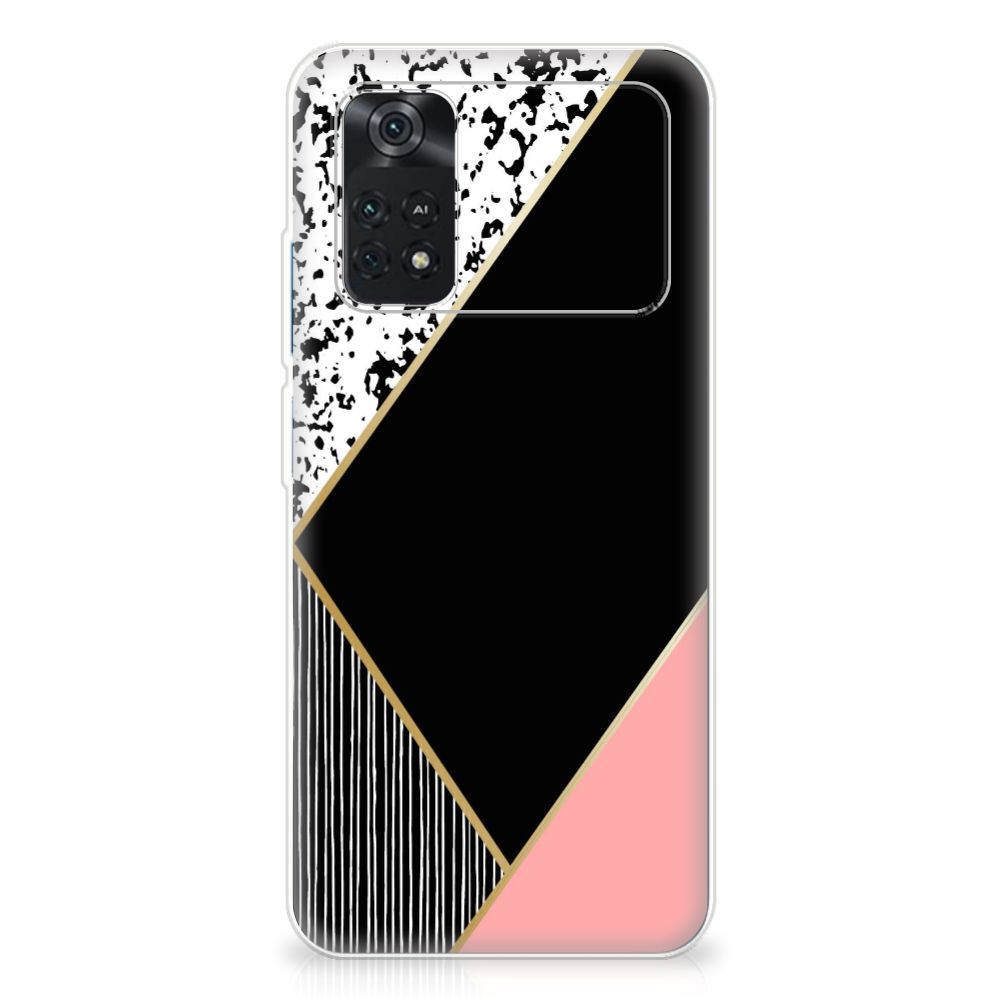 Xiaomi Poco M4 Pro 4G TPU Hoesje Zwart Roze Vormen