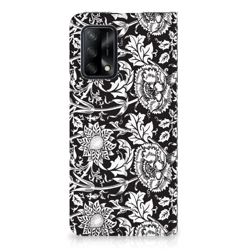 OPPO A74 4G Smart Cover Black Flowers - B2C Telecom
