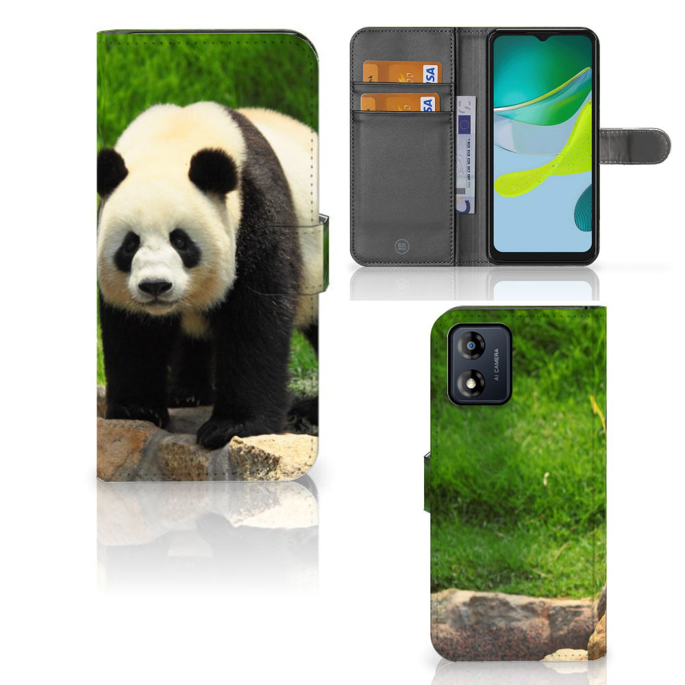 Motorola Moto E13 4G Telefoonhoesje met Pasjes Panda