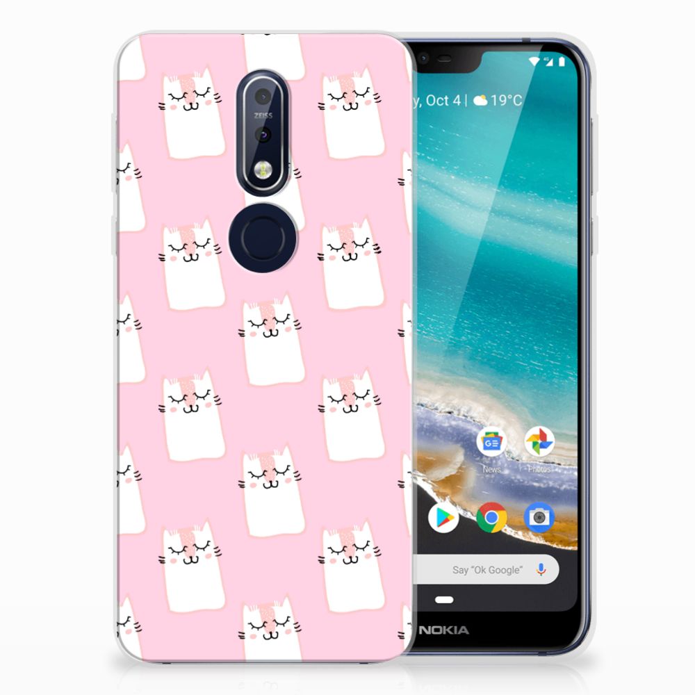 Nokia 7.1 TPU Hoesje Sleeping Cats