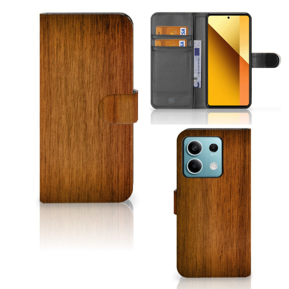 Xiaomi Redmi Note 13 5G Book Style Case Donker Hout