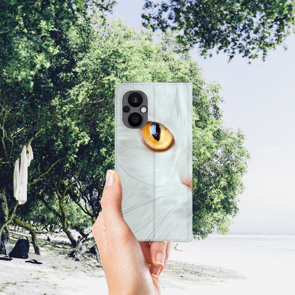 OPPO Reno8 Lite Hoesje maken Witte Kat - B2C Telecom