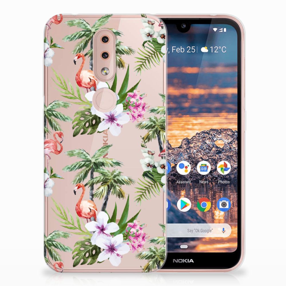 Nokia 4.2 TPU Hoesje Flamingo Palms