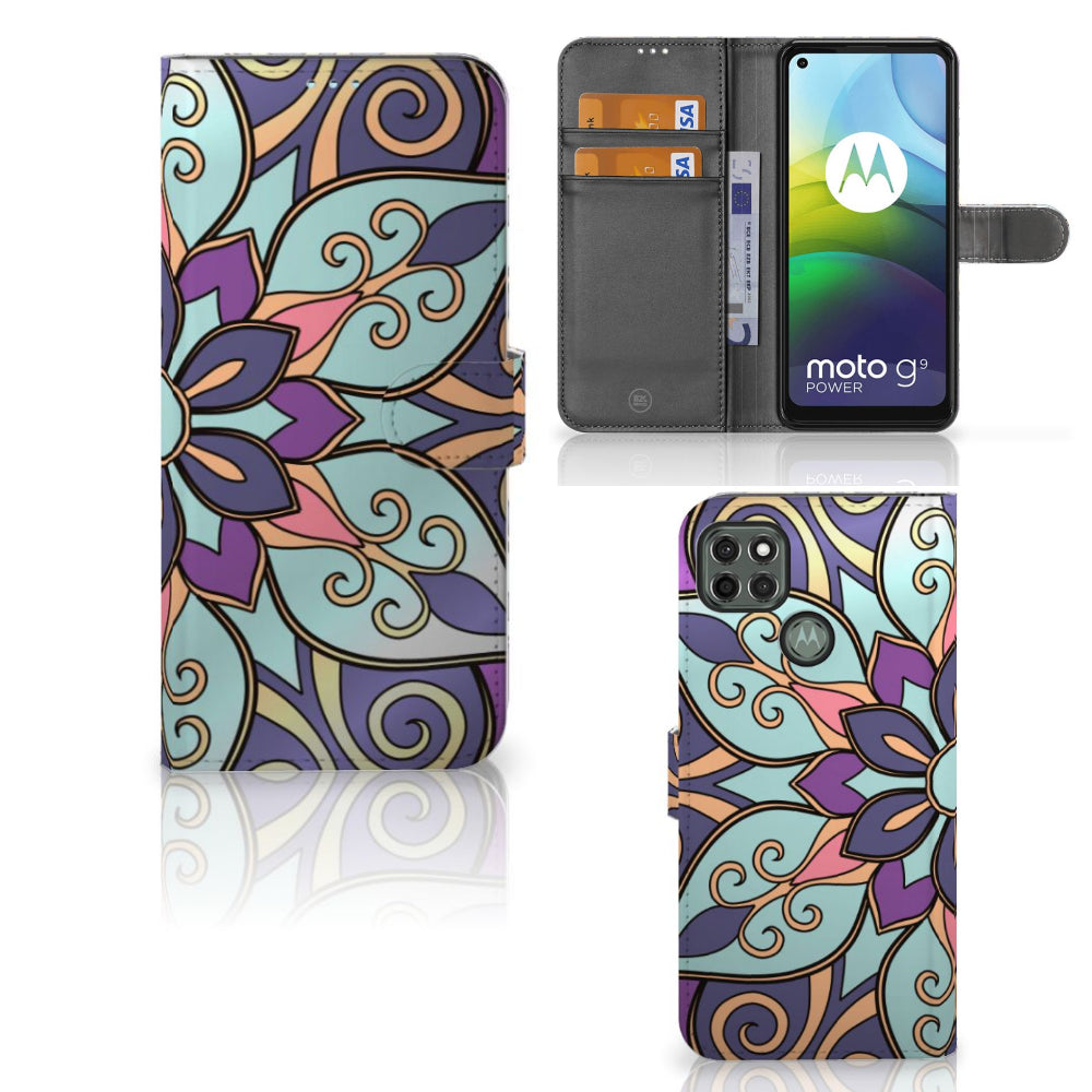 Motorola Moto G9 Power Hoesje Purple Flower