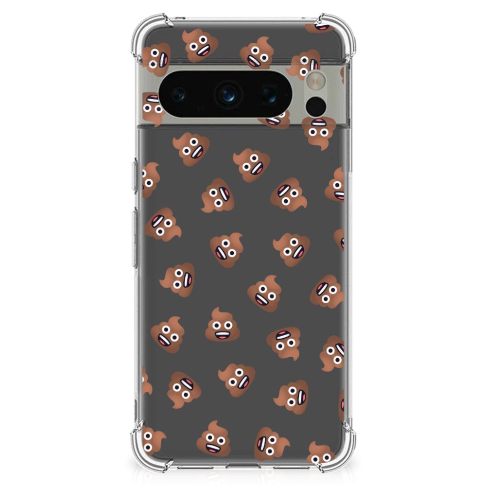 Doorzichtige Silicone Hoesje voor Google Pixel 8 Pro Poep Emojis B2C Telecom
