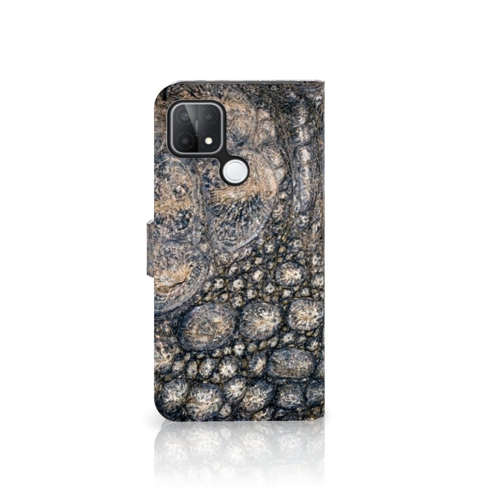 OPPO A15 Telefoonhoesje met Pasjes Krokodillenprint