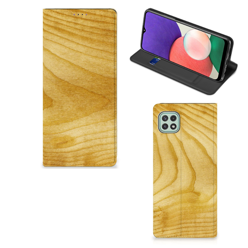 Samsung Galaxy A22 5G Book Wallet Case Licht Hout - B2C Telecom