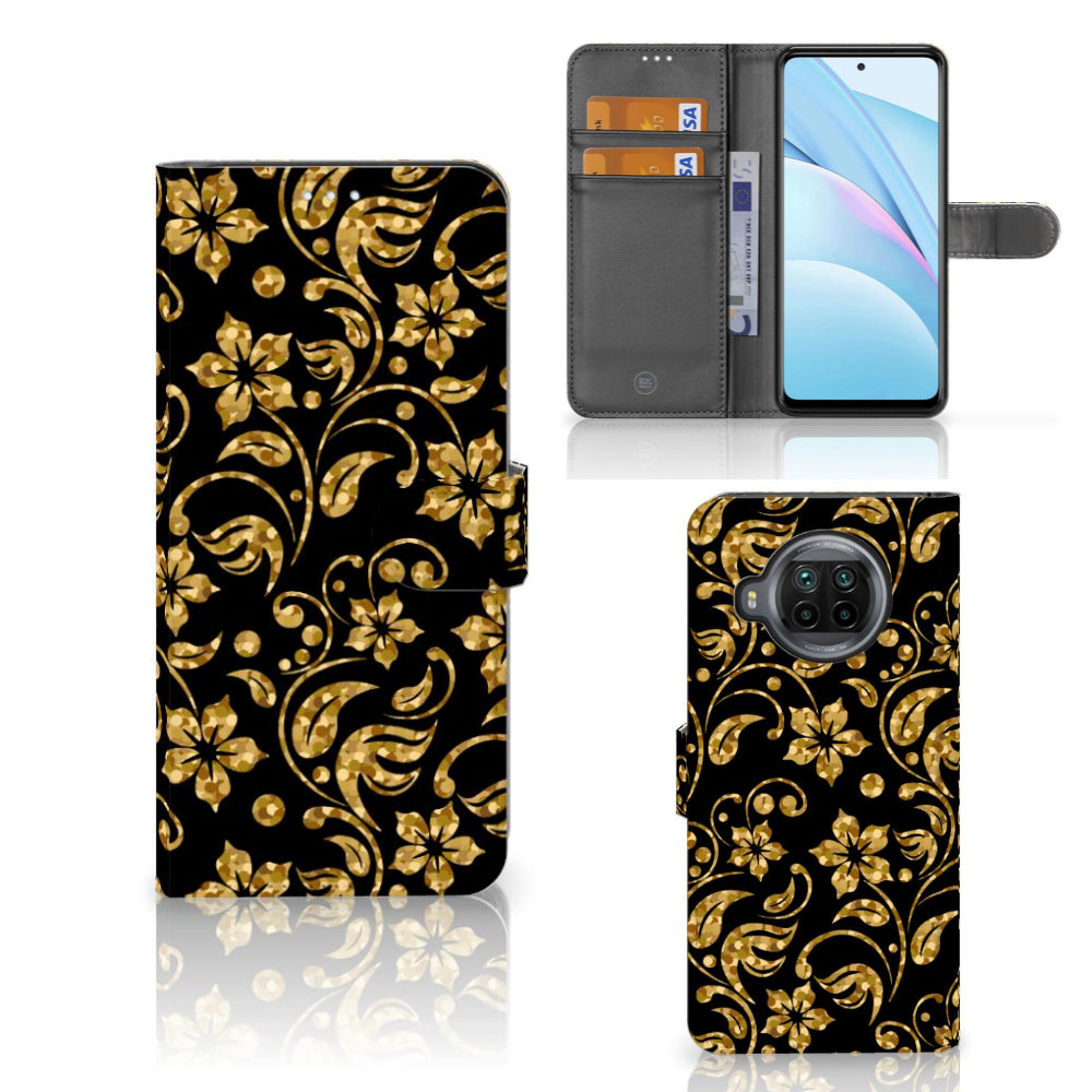 Xiaomi Mi 10T Lite Hoesje Gouden Bloemen