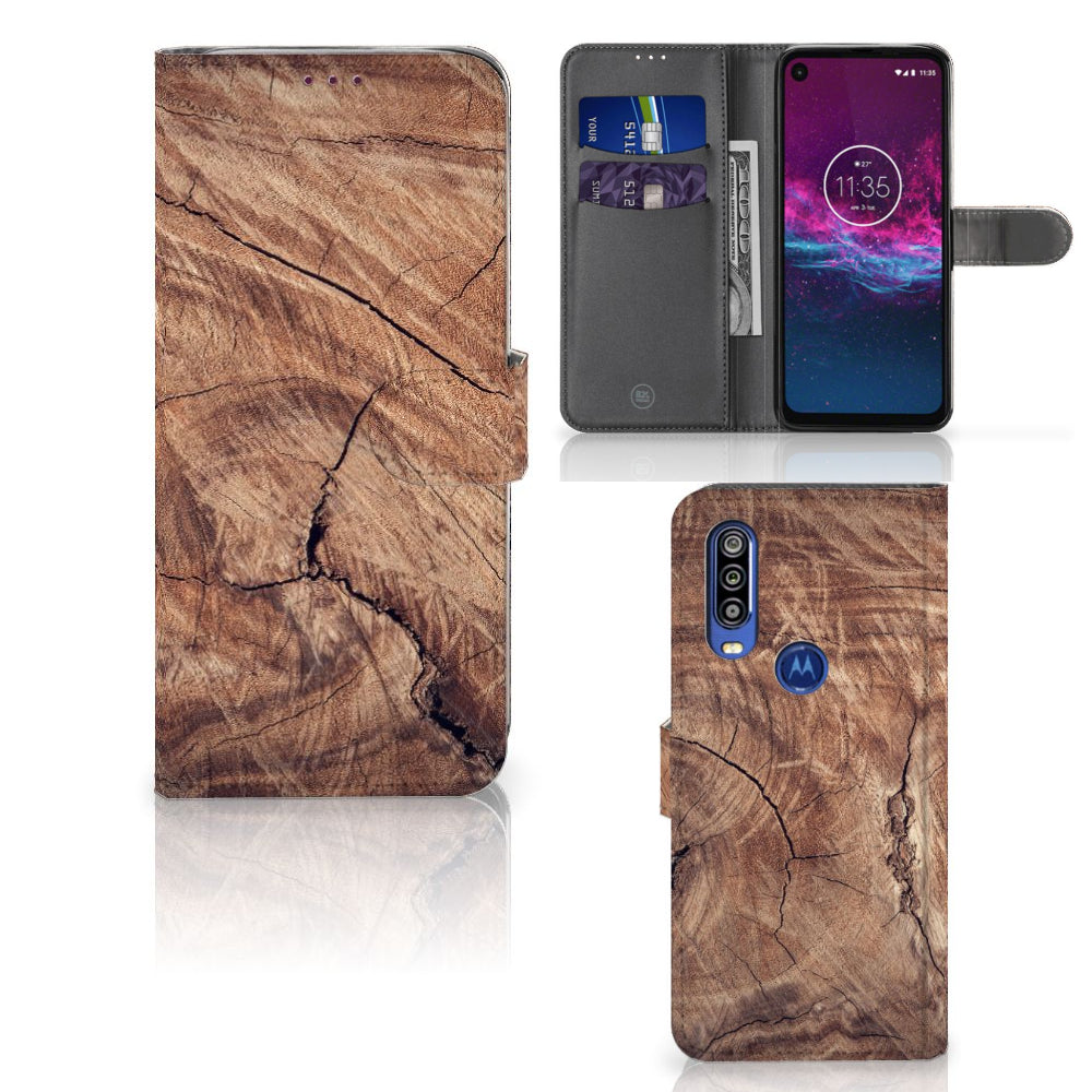 Motorola One Action Book Style Case Tree Trunk