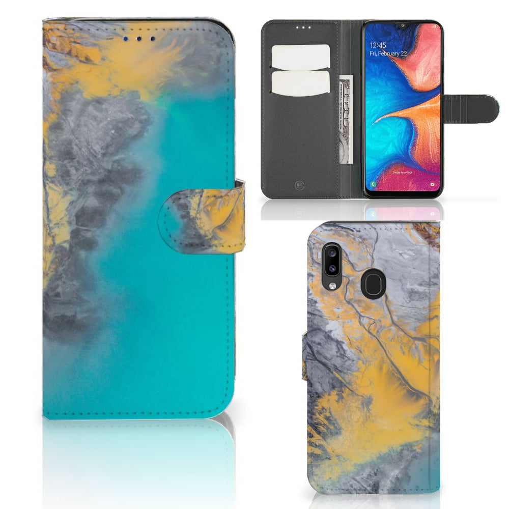 Samsung Galaxy A30 Bookcase Marble Blue Gold