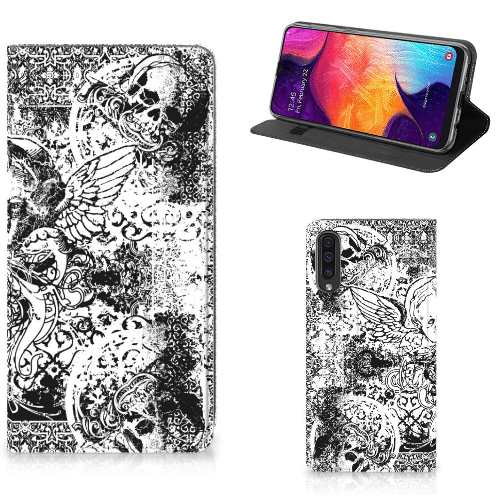 Mobiel BookCase Samsung Galaxy A50 Skulls Angel