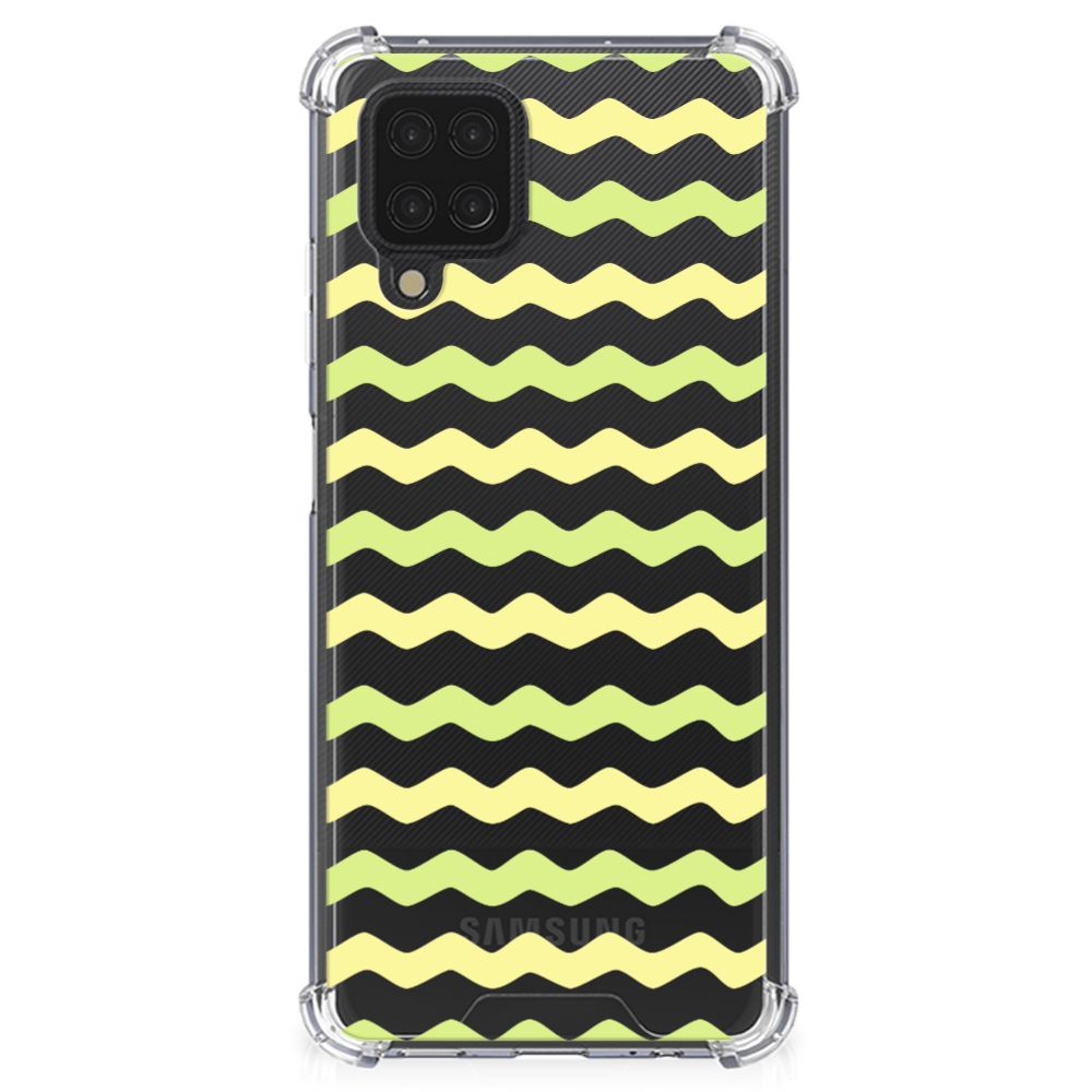 Samsung Galaxy A12 Doorzichtige Silicone Hoesje Waves Yellow