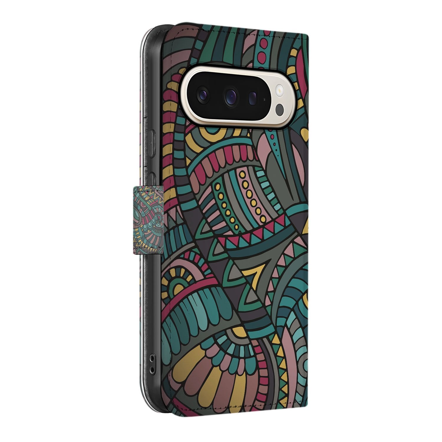 Google Pixel 10 Pro XL Smartphone Portemonnee Hoesje Aztec design aanzicht