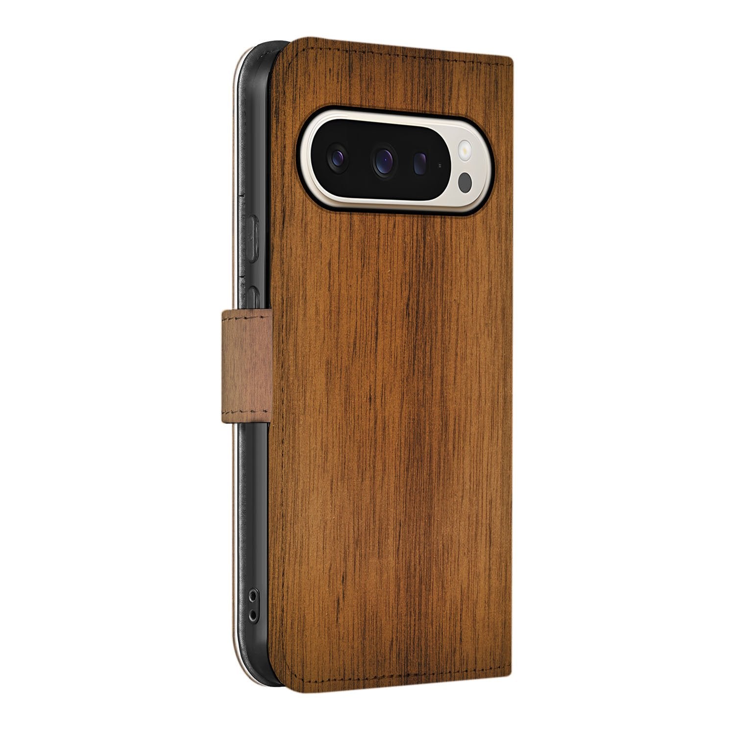 Donker Hout Google Pixel 10 Pro XL Telefoonhoesje book case bruin aanzicht