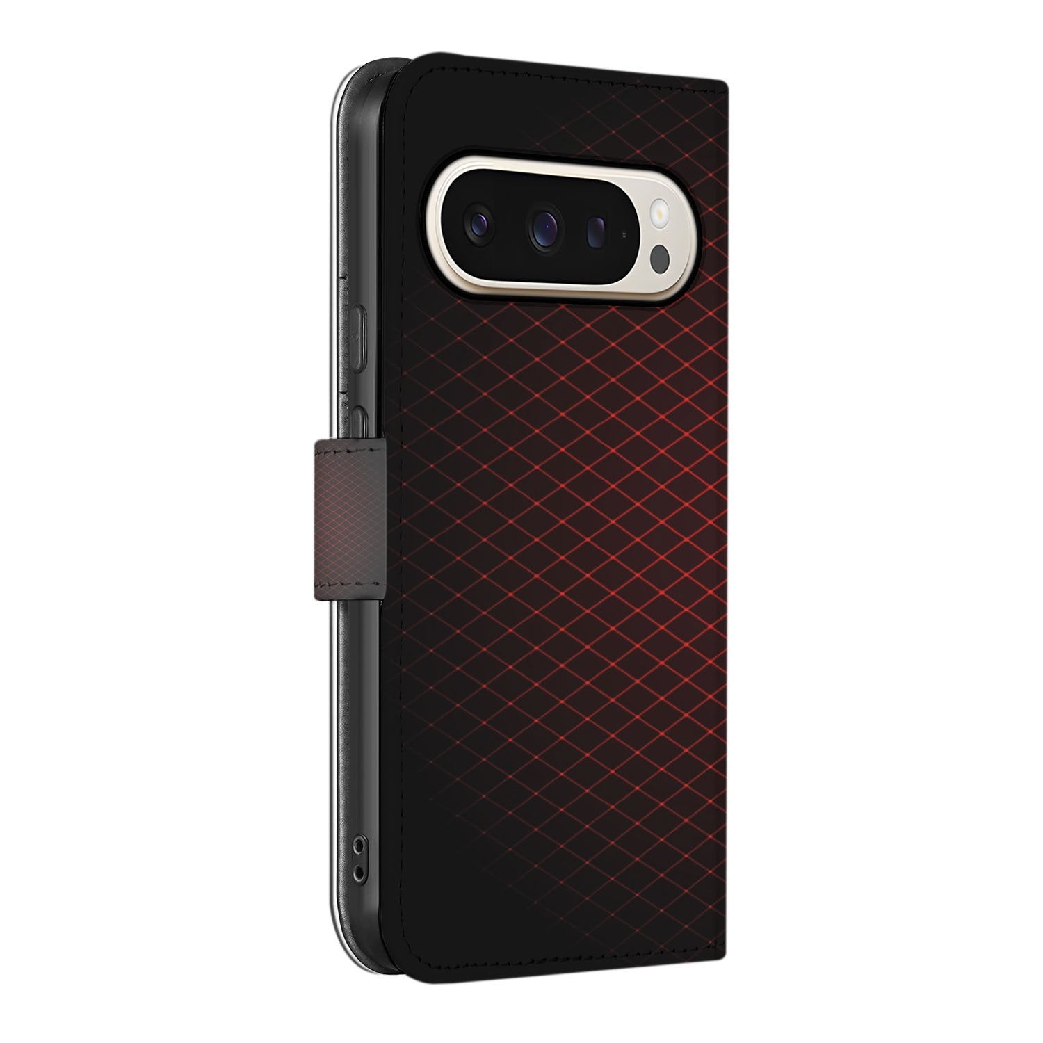 Geruit Rood Design voor Google Pixel 10 Pro XL Stylish Bookcase Hoesje zijaanzicht