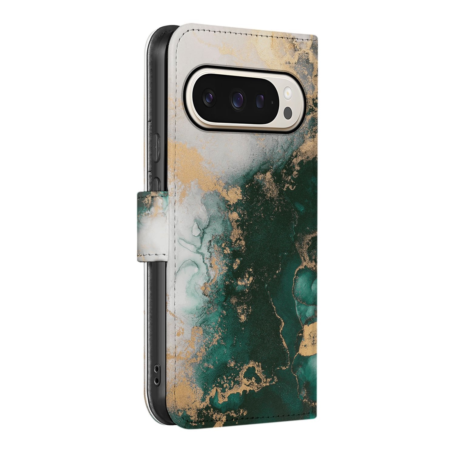 Telefoonhoesje Google Pixel 10 Pro XL Marmer Groen Book Case Portemonnee Hoesje voorkant