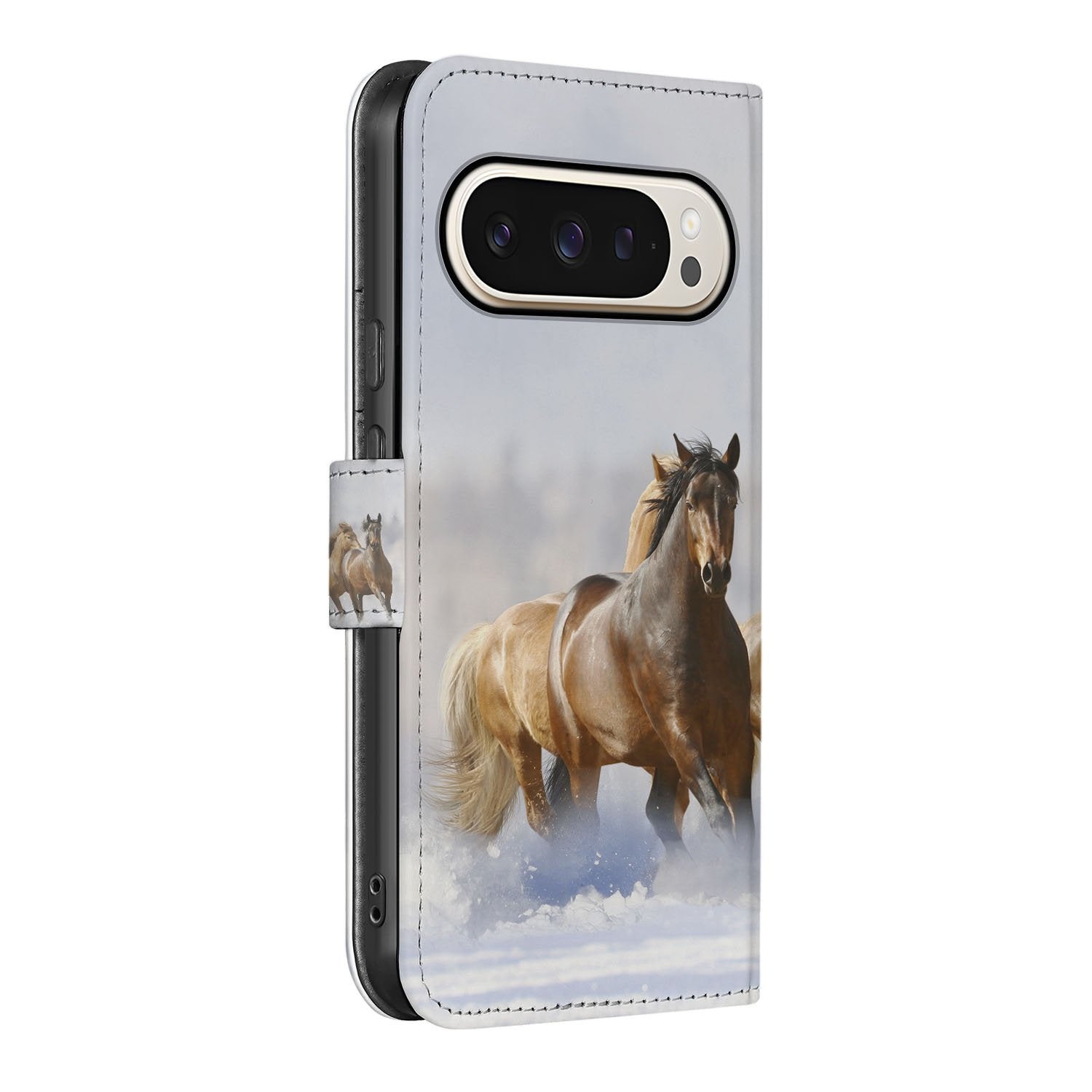 Google Pixel 10 Pro XL Paarden Motief Book Case zijaanzicht