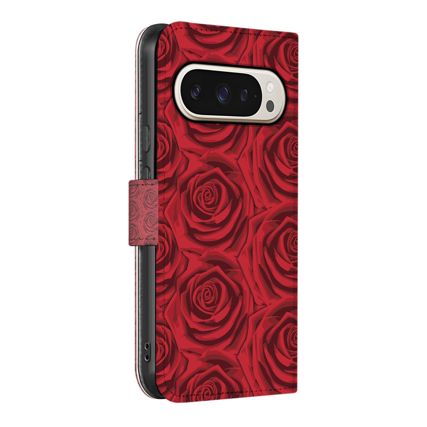 Book Case Google Pixel 10 Pro XL Red Roses zijaanzicht