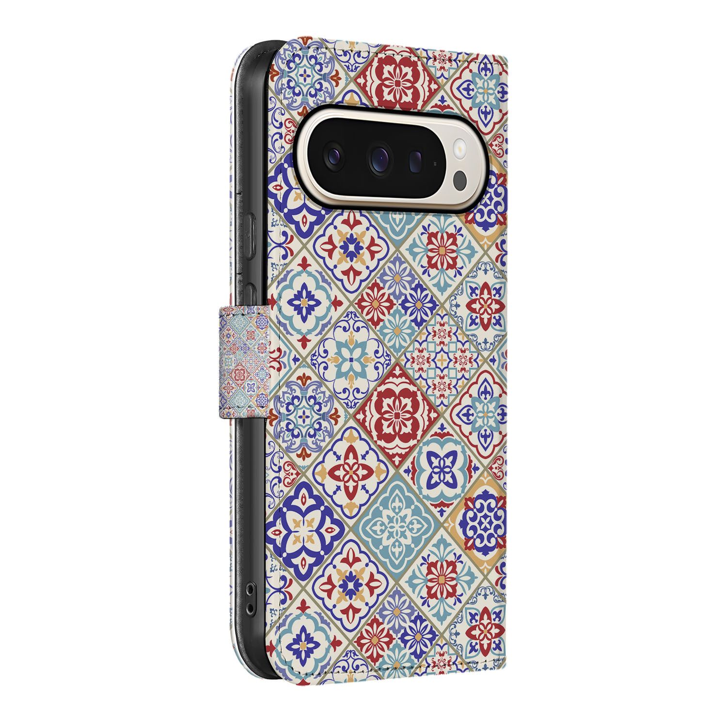 Google Pixel 10 Pro XL Book Case Cadeau Tiles Color zijkant