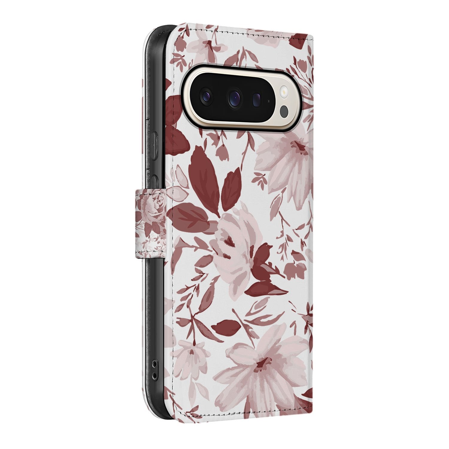 Watercolor Flowers Google Pixel 10 Pro XL Portemonnee Hoesje Book Case bloemen design zijaanzicht
