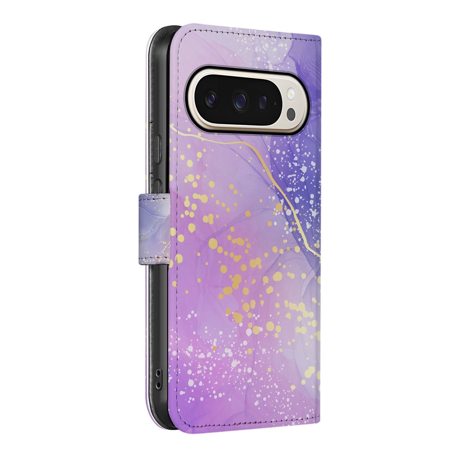 Book Case Google Pixel 10 Pro XL Watercolor Paars hoesje zijaanzicht
