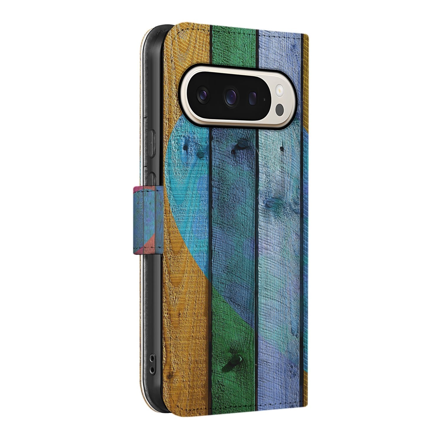 Google Pixel 10 Pro XL Portemonnee Hoesje Wood Heart Bruin Aanzicht