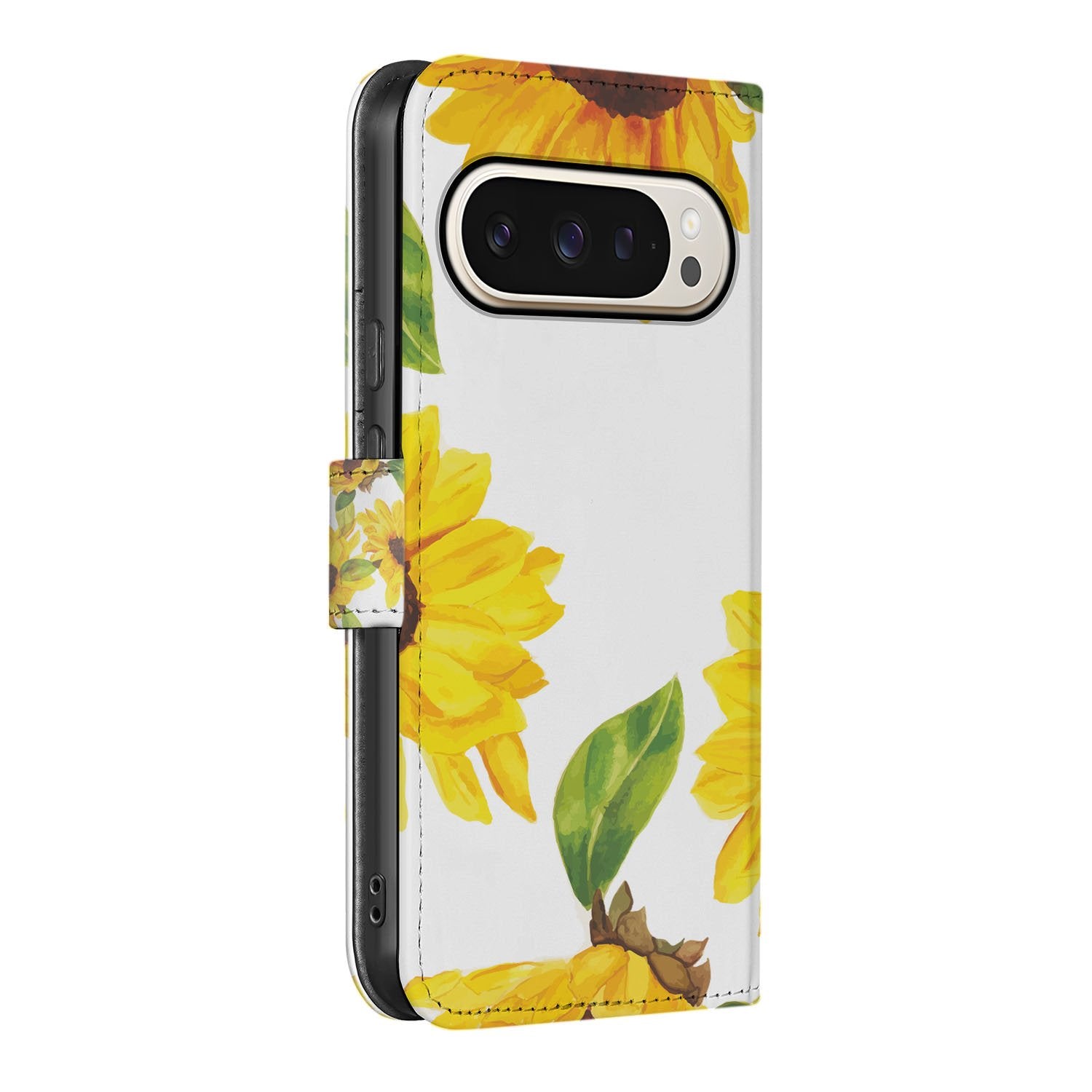 Zonnebloemen Wallet Book Case Google Pixel 10 Pro XL Book Case voorkant zonnebloemen ontwerp