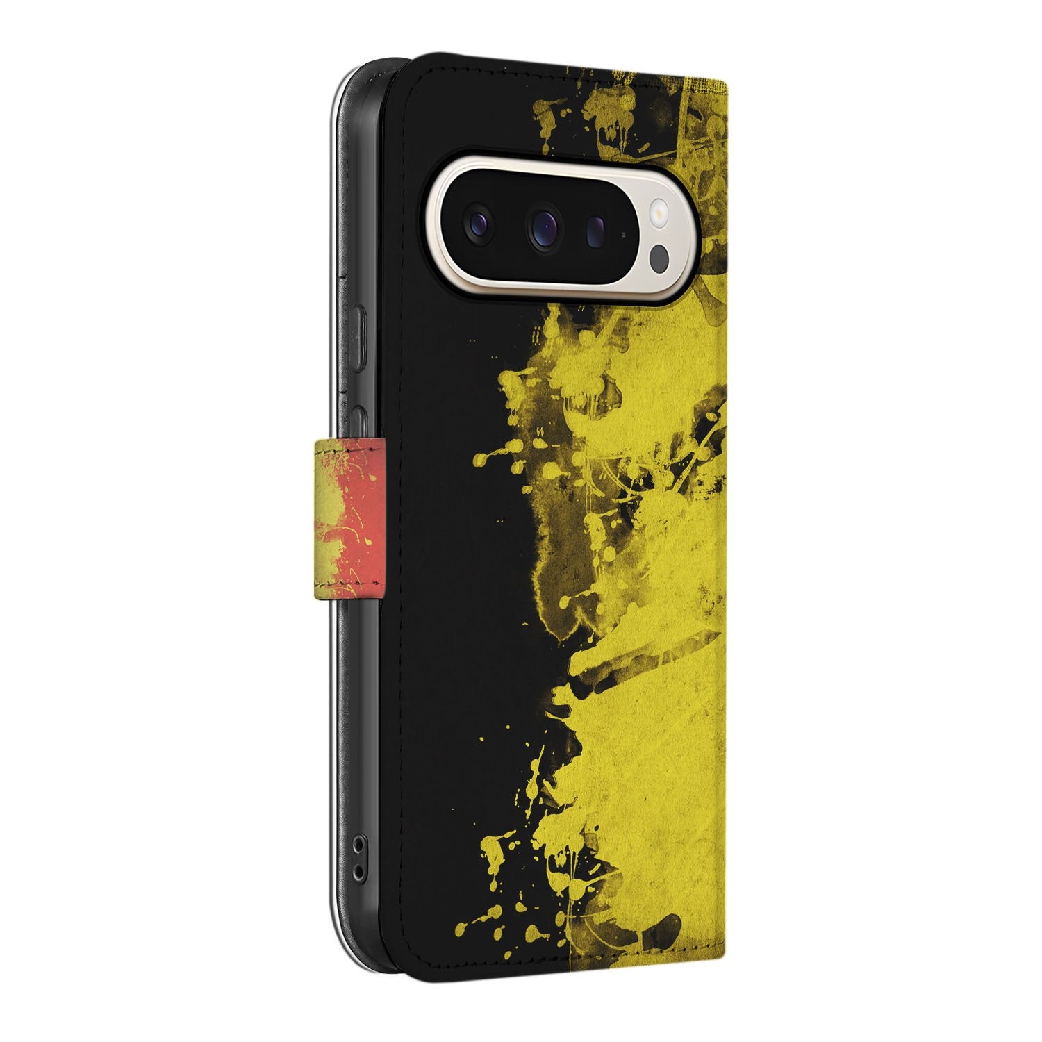Belgische Vlag Met Pasvak Google Pixel 10 | 10 Pro | Telefoonhoesje designnaam zwart geel aanzicht