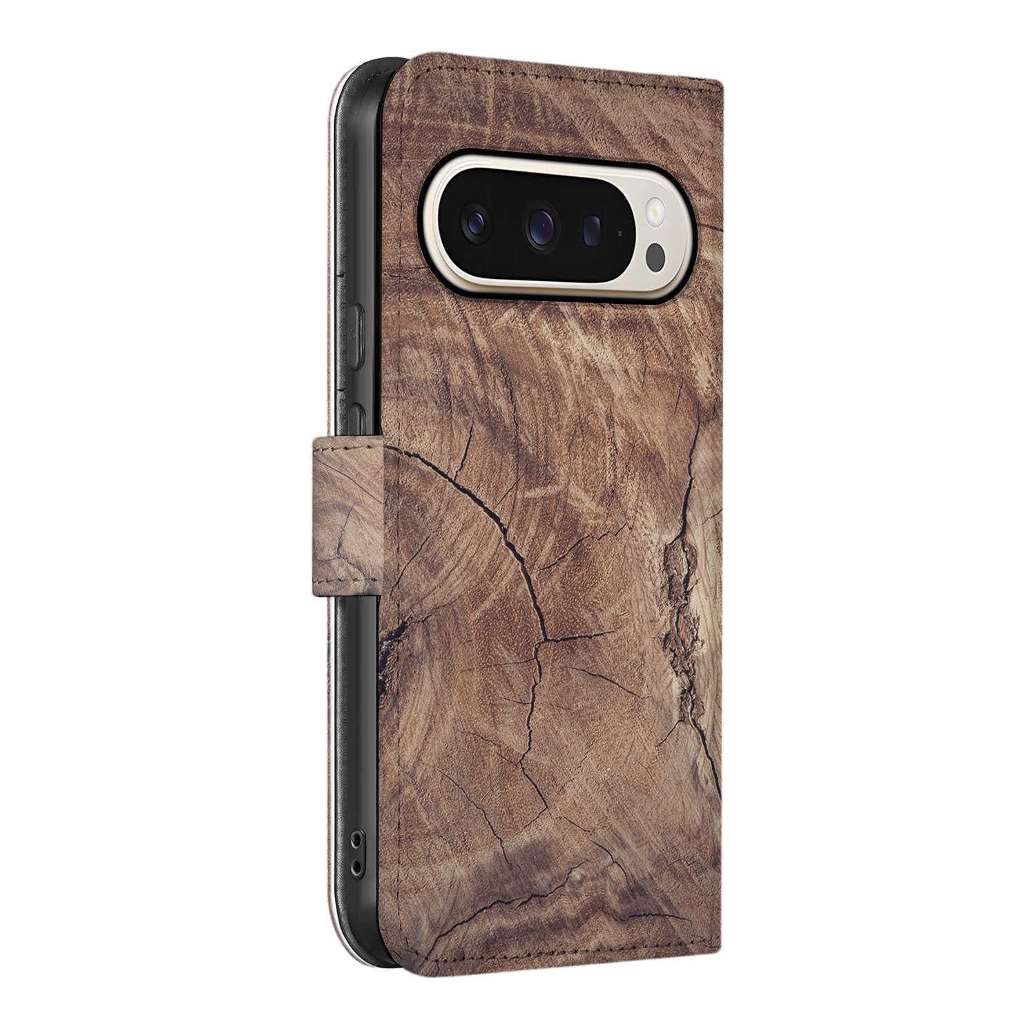 Portemonnee Hoesje Pixel 10 Pro Boomstam Bruin Pasjeshouder zijaanzicht