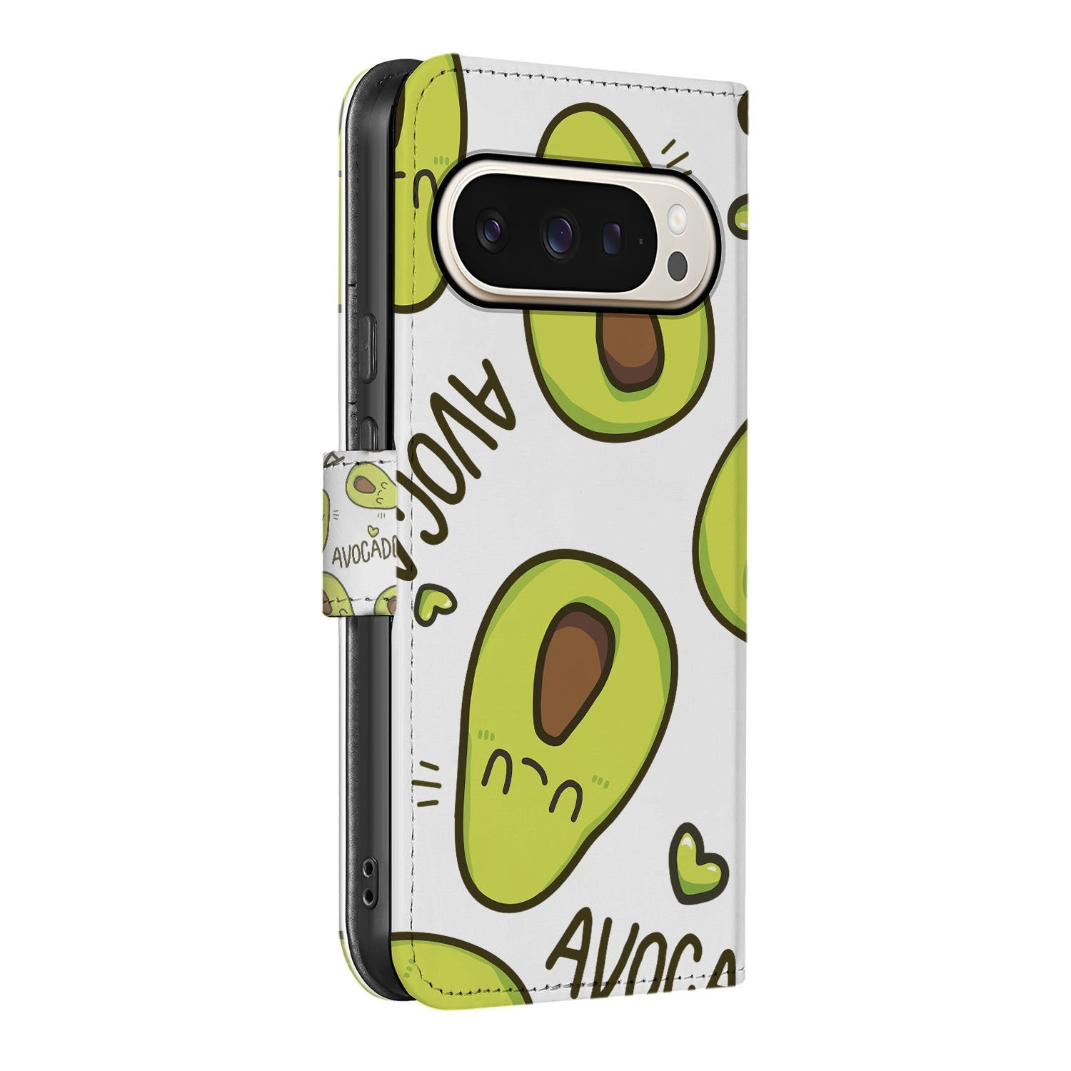 Google Pixel 9 | 9 Pro Leuk Hoesje Avocado Singing telefoonhoesje avocado design zij-aanzicht