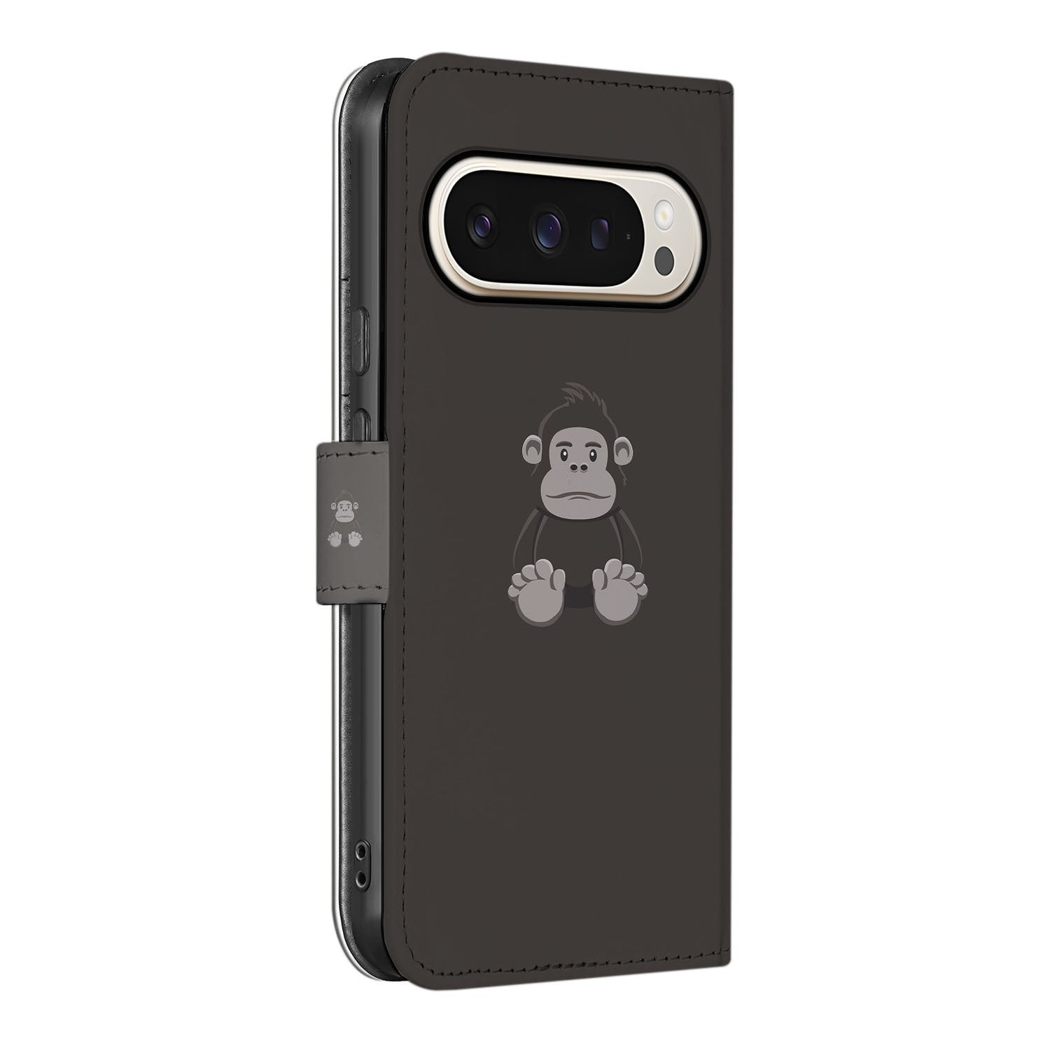 Google Pixel 9 | 9 Pro Leuk Hoesje Gorilla flipcase gorilla ontwerp zijaanzicht