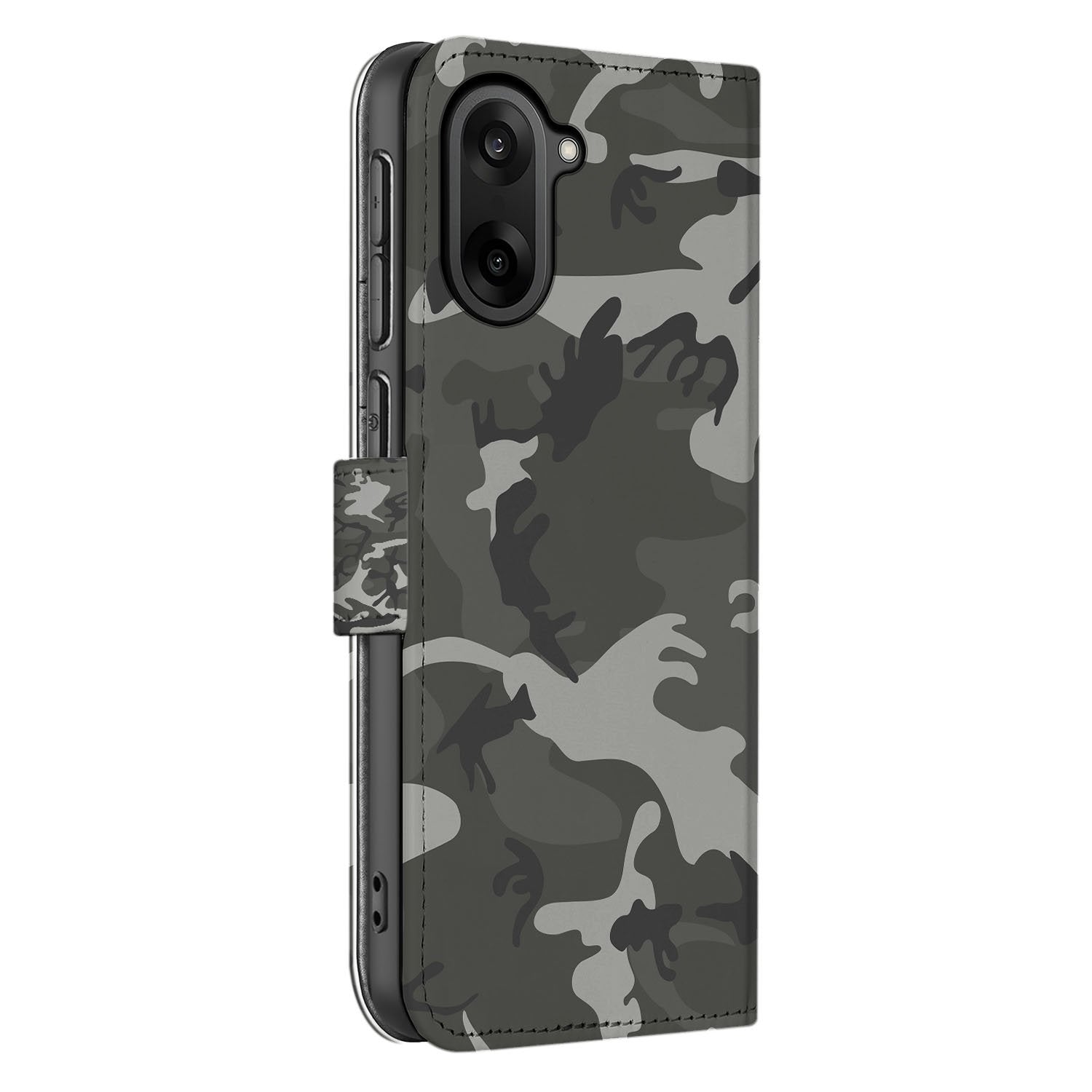 OnePlus Nord CE 5 Bookcase Hoesje met Army Light Camouflage Design camouflage grijs slim