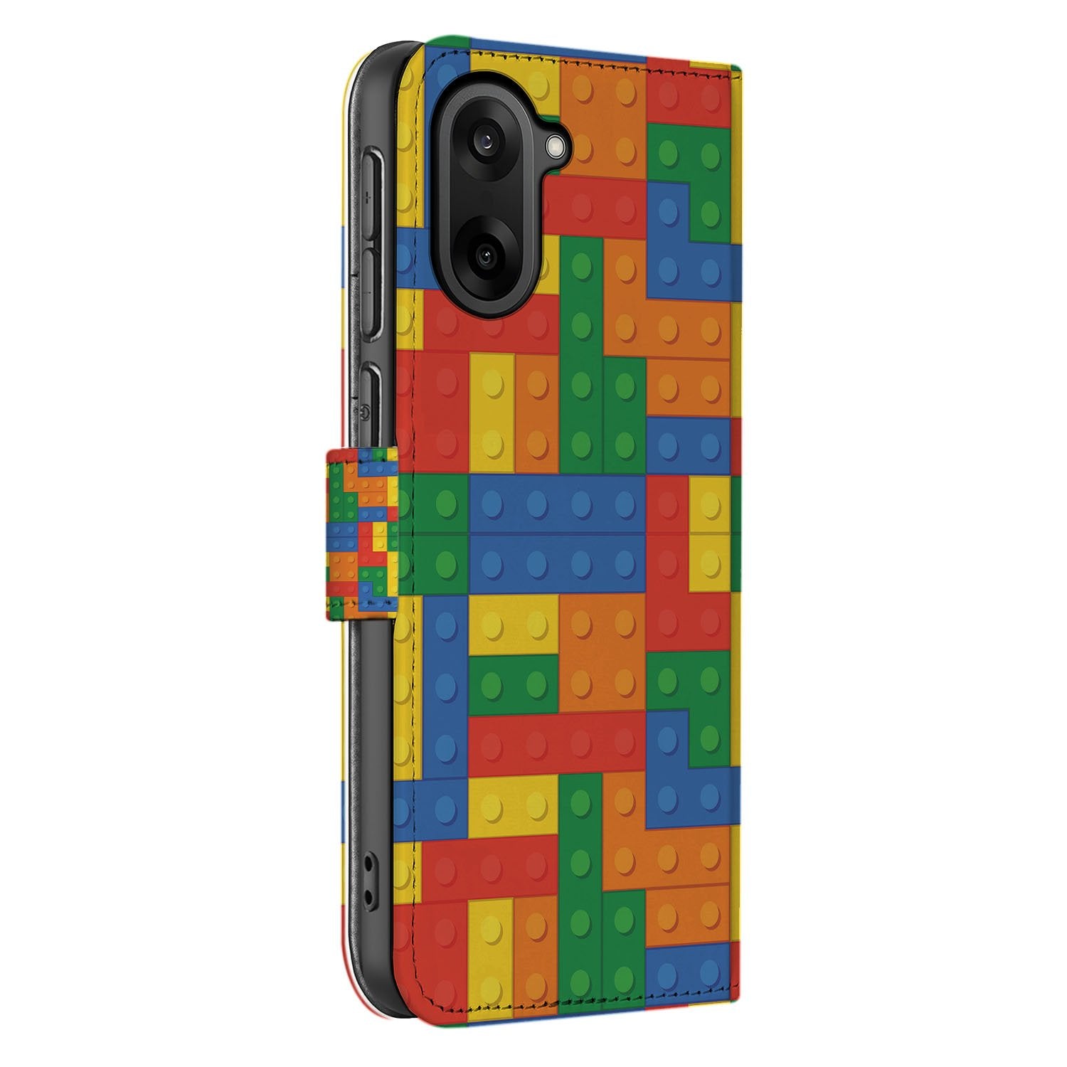 Blokken Design Hoesje Voor OnePlus Nord CE 5 Book Case Portemonnee Hoesje Met 3 Pasjes kleurrijk blokkenpatroon