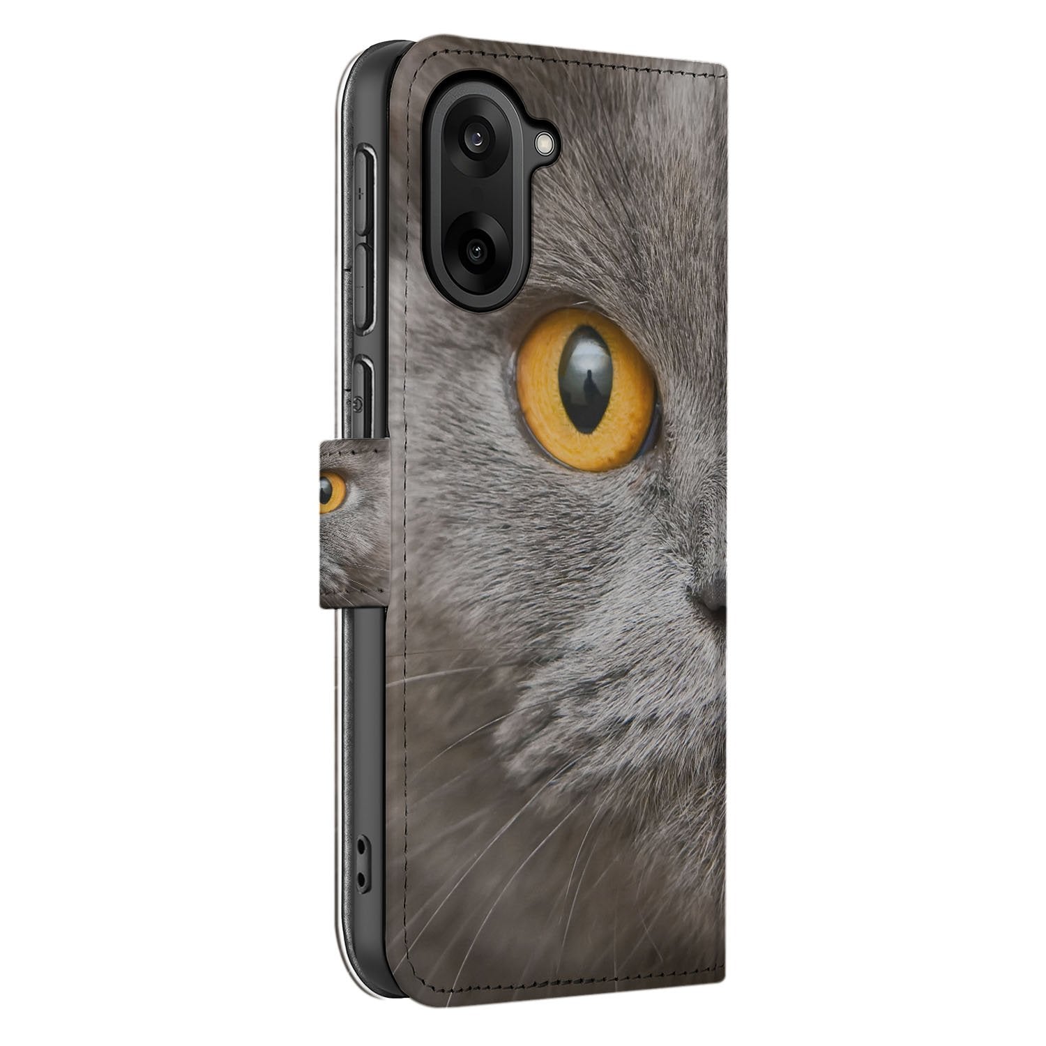 Britse Korthaar Magnetisch Hoesje Voor OnePlus Nord CE 5 Book Case Portemonnee Hoesje detail zijde